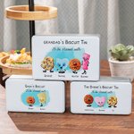 Boîte à Biscuits en Métal de Qualité Alimentaire Boîte Personnalisée avec Nom Texte et Personnages Cadeau d'Anniversaire Noël pour la Famille