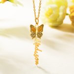 Collier avec Prénom et Papillon de Naissance Personnalisés Cadeau d'Anniversaire pour Elle