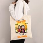 Sac en Toile Personnalisé avec Personnages et Noms Thème When We're Together Every Nigh Is Halloween Cadeau Halloween pour Meilleure Amie Sœur