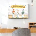Cuadro en lienzo personalizado Jardín familiar con flor de nacimiento y nombre