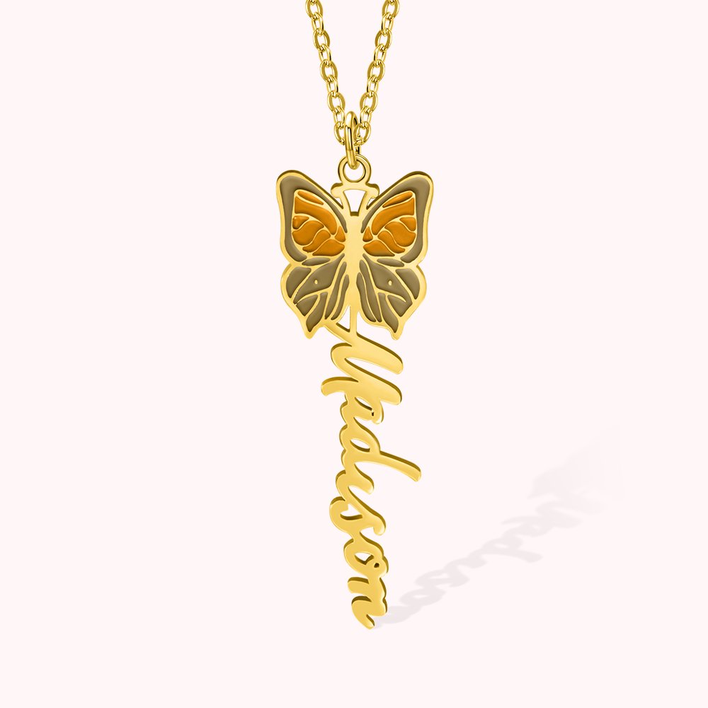 Personalisierte Geburt Monat Schmetterling Halskette mit Namen Geschenk für sie