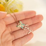 Collier avec Prénom et Papillon de Naissance Personnalisés Cadeau d'Anniversaire pour Elle