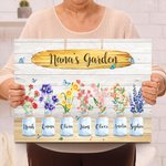 Cuadro en lienzo personalizado Jardín familiar con flor de nacimiento y nombre