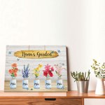 Cuadro en lienzo personalizado Jardín familiar con flor de nacimiento y nombre