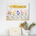 Cuadro en lienzo personalizado Jardín familiar con flor de nacimiento y nombre