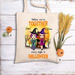 Sac en Toile Personnalisé avec Personnages et Noms Thème When We're Together Every Nigh Is Halloween Cadeau Halloween pour Meilleure Amie Sœur
