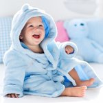 Personalised Soft Skin-friendly Elephant Fleece Baby Sleepwear Dressing Gown with Bear Ears and Embroidery Name Gift for Newborn