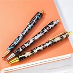 Personalised Glitter Rainbow Leopard Retractable Ballpoint Pens with Name Set of 2 Birthday Back to School Office Gift for Teacher Nurse Colleague