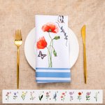 Personalized Birth Month Flower Floral Cloth Names Napkins Set of 2