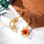 Boucles d'oreilles Soleil et Lune personnalisées en cristal avec fil métallique