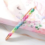 Personalised Glitter Rainbow Leopard Retractable Ballpoint Pens with Name Set of 2 Birthday Back to School Office Gift for Teacher Nurse Colleague