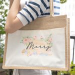 Bolsa de arpillera de yute personalizada con asas para entusiastas de la costura