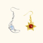 Boucles d'oreilles Soleil et Lune personnalisées en cristal avec fil métallique