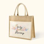 Bolsa de arpillera de yute personalizada con asas para entusiastas de la costura