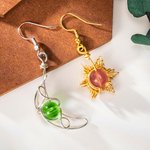 Boucles d'oreilles Soleil et Lune personnalisées en cristal avec fil métallique
