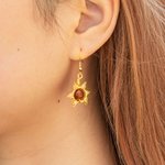 Boucles d'oreilles Soleil et Lune personnalisées en cristal avec fil métallique