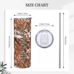 Personalised Cowhide Tumbler with Straw Tumbler for Birthday Gift