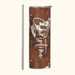 Personalised Cowhide Tumbler with Straw Tumbler for Birthday Gift