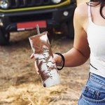 Personalised Cowhide Tumbler with Straw Tumbler for Birthday Gift