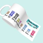 Tasse à Café Personnalisée avec 2-9 Noms et Dessins Bottes de Pluie Mug Céramique Cadeau de Fête des Pères pour Famille