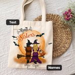 Sac Canvas Personnalisé avec Vues de Dos et Noms Thème Always Sisters Friends Cadeau Anniversaire Halloween Fête pour Meilleure Amie Soeur