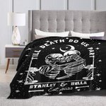 Personalised  Till Death Do Us Part Couple Skull Gothic Style Fleece Blanket Valentine's Day Gift for Couple