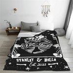 Personalised  Till Death Do Us Part Couple Skull Gothic Style Fleece Blanket Valentine's Day Gift for Couple
