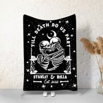 Personalised  Till Death Do Us Part Couple Skull Gothic Style Fleece Blanket Valentine's Day Gift for Couple