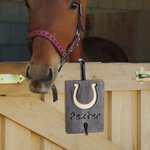 Porte-laisse en bois avec visage de cheval peint sur mesure