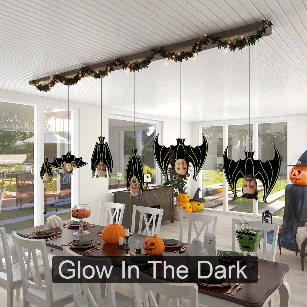 Décoration Suspendue de Chauve-Souris Personnalisée avec 1-10 Portraits Famille de Vampires Cadeau Fête Halloween pour Famille