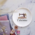 Personalised Magnetic Ceramic Pin Dish Gift for Sewing Lover
