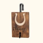 Porte-laisse en bois avec visage de cheval peint sur mesure