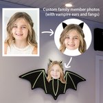 Décoration Suspendue de Chauve-Souris Personnalisée avec 1-10 Portraits Famille de Vampires Cadeau Fête Halloween pour Famille
