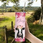 Personifierad Not My Pasture Not My Bullshit Babyko med blommor Skinny Tumbler 20oz
