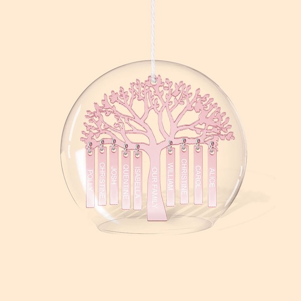Personalised Family Tree Glass Dome Christmas Tree Ornament