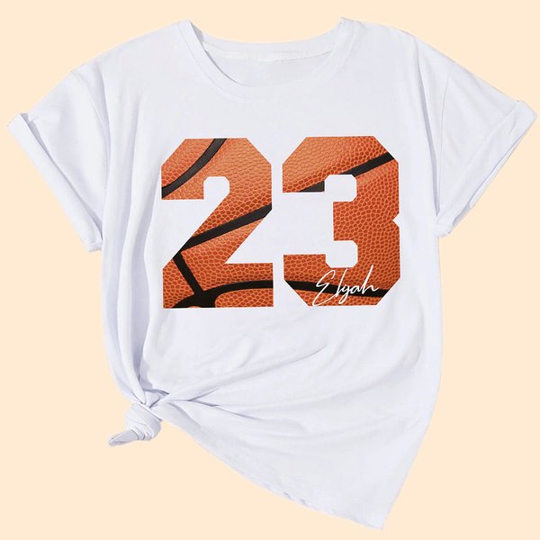 T-Shirt Personnalisé avec Numéro et Nom Style Basketball Cadeau pour Papa Homme Amateur de Sport