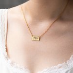 Collier Personnalisé Argent 925 Acier Inoxydable avec Texte Pendentif Gravé de Cassette Cadeau Rétro pour Femme Amoureux de Musique