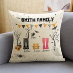 Coussin d'oreiller familial personnalisé avec le nom des membres de la famille.