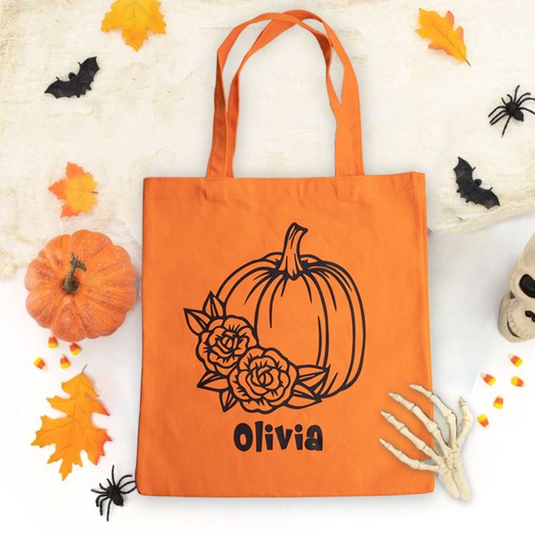 Personalisierte Trick oder behandeln Säcke Halloween Tasche Süßigkeit Tasche mit Griff Party Favors liefert Halloween Geschenk für Kind