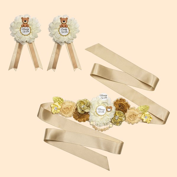 Personalised Boho Baby Shower Sash and Pin