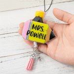 Personalised Pencil Keychain and Badge Reel Beaded Lanyard with Name for Teachers Nurse Employees Students Back to School Appreciation Gift