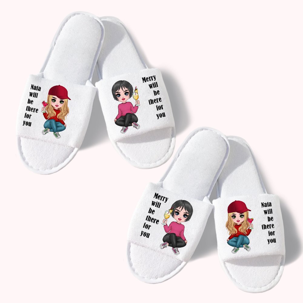 Personalisierte beste Freundin Brautjungfern Hausschuhe 2 Paare