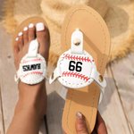 Gepersonaliseerde Baseball Football Softball Non-slip Flip Flops Sport Thema Vrouwen PU Zomer Sandalen Gift voor Ball Game Fans Strand Lovers