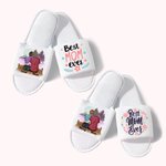 Chaussons Personnalisés Nom et Personnage  Meilleur Cadeau d'Anniversaire Fête des Mères pour la Mère et la Fille