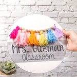 Panneau de porte arc-en-ciel personnalisé - Cadeau pour professeur