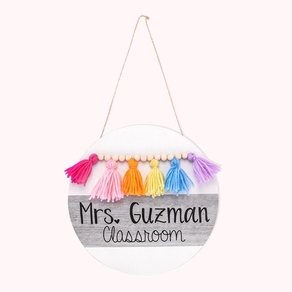 Panneau de porte arc-en-ciel personnalisé - Cadeau pour professeur