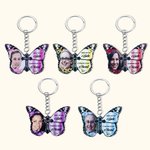 Personalisierte Schmetterling Kreuz einmal an meiner Seite für immer in meinem Herzen Schlüsselanhänger mit Namen Foto Memorial Geschenk