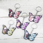 Personalisierte Schmetterling Kreuz einmal an meiner Seite für immer in meinem Herzen Schlüsselanhänger mit Namen Foto Memorial Geschenk