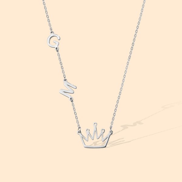 Gepersonaliseerde kroon ketting met initialen 925 Sterling zilveren sieraden voor vrouwen Gift