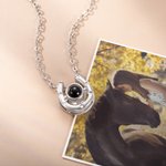 Personalised Horseshoe Photo Projection Lucky Necklace with 100 Languages I Love You Birthday Valentine's Day Gift for Women Horse Lovers